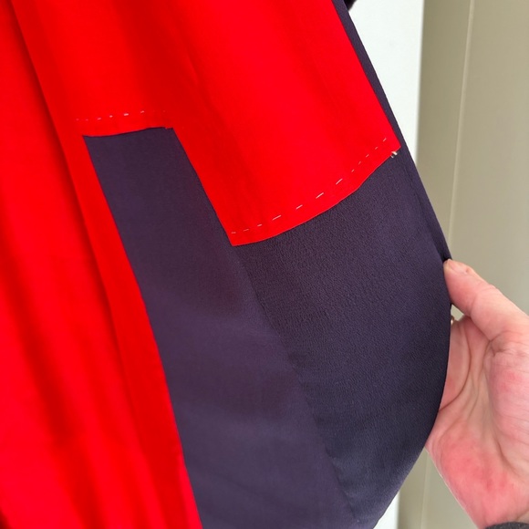 Elegant Vintage Kimono Jacket - Red Navy Handmade Size Tall L - Picture 3 of 9